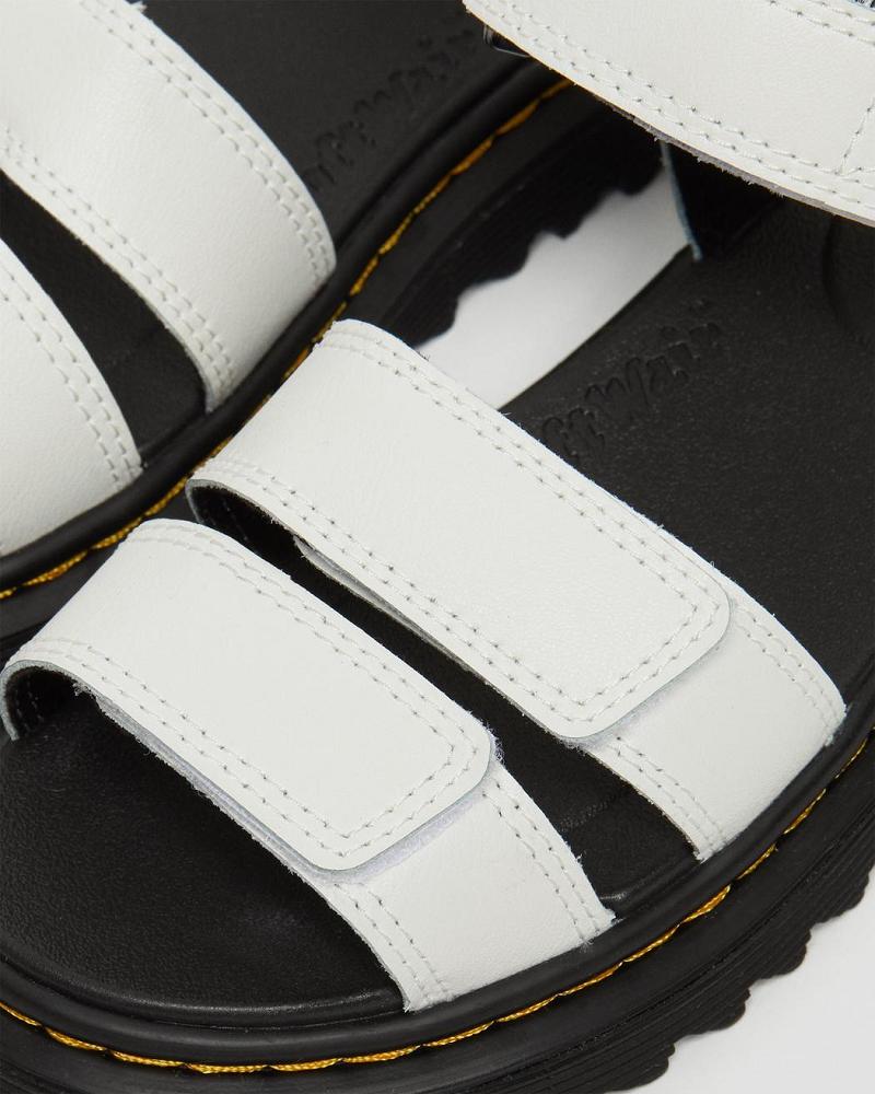 Kids' Dr Martens Junior Klaire Leather Strap Sandals White | AU 720XYU